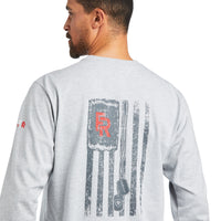 Men's Ariat FR Dog Tags Heather Grey Long Sleeve T-Shirt