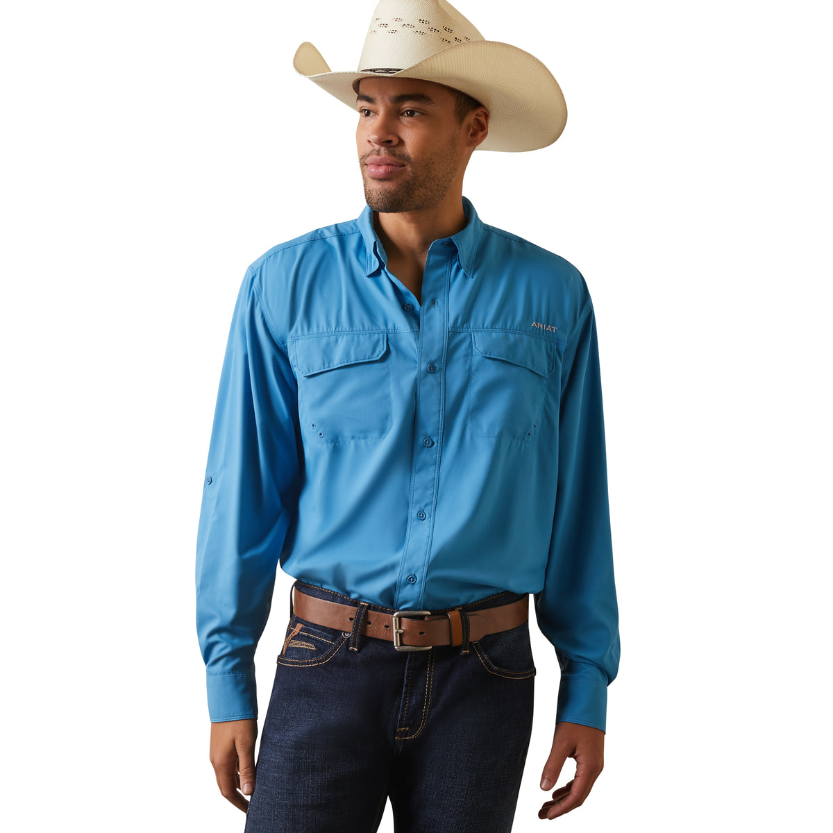 Men's Ariat Ventek Cendre Blue Long Sleeve Classic Shirt