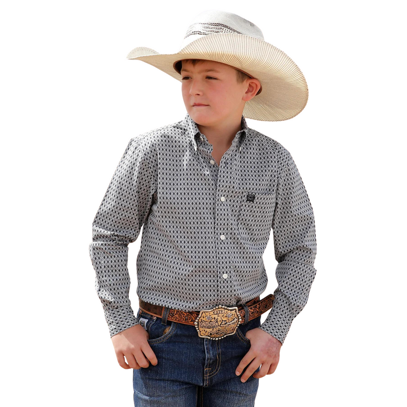 Boy's Cinch Geometric Print Long Sleeve Shirt