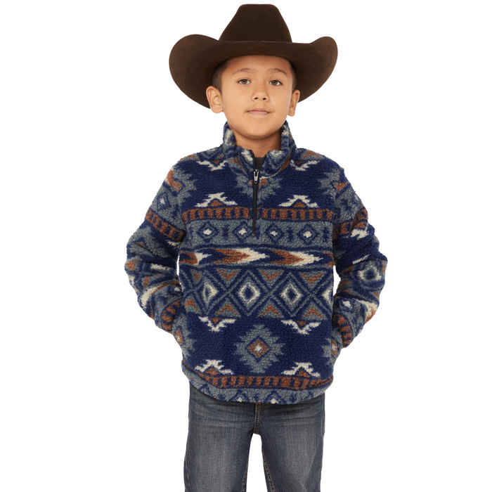 Boy's Wrangler 1/4 Zip Sherpa Jacket in Pageant Blue