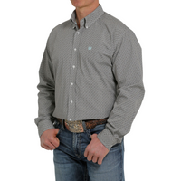 Men's Cinch White Print Long Sleeve Button Down Shirt