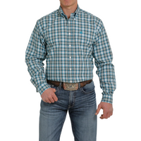 Men's Cinch White Print Long Sleeve Button Down Shirt