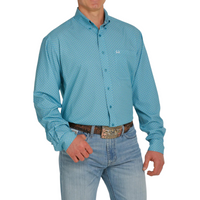 Men's Cinch Blue Print Arenaflex Long Sleeve Button Down Shirt