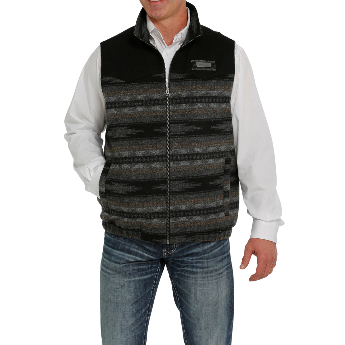 Men's Cinch Wooly Concealed Carry Vest- Black/Gray
