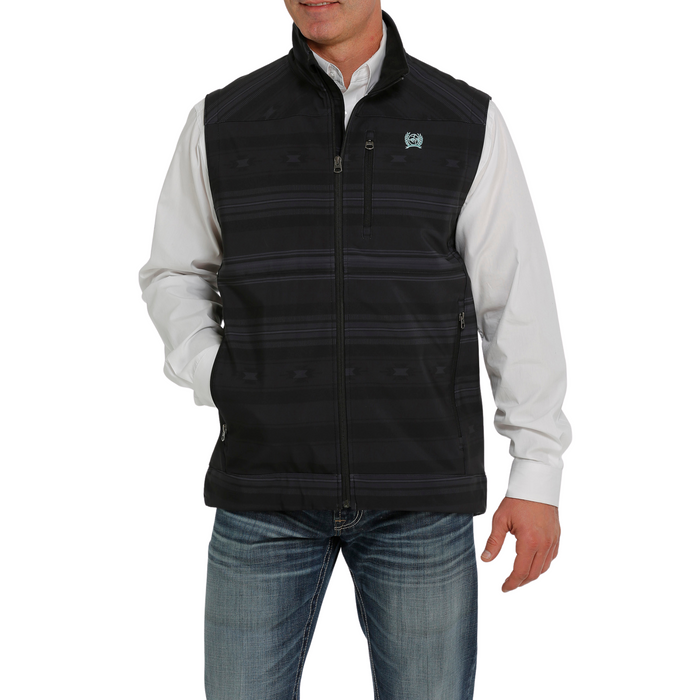 Men's Cinch Black Aztec Printed Bonded Vest