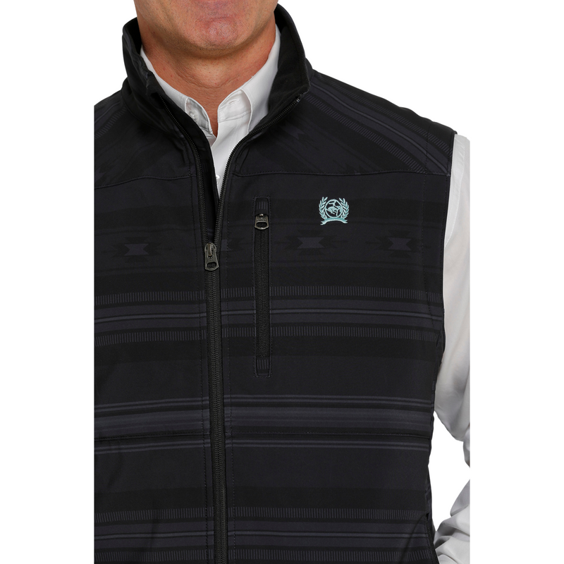 Men's Cinch Black Aztec Printed Bonded Vest