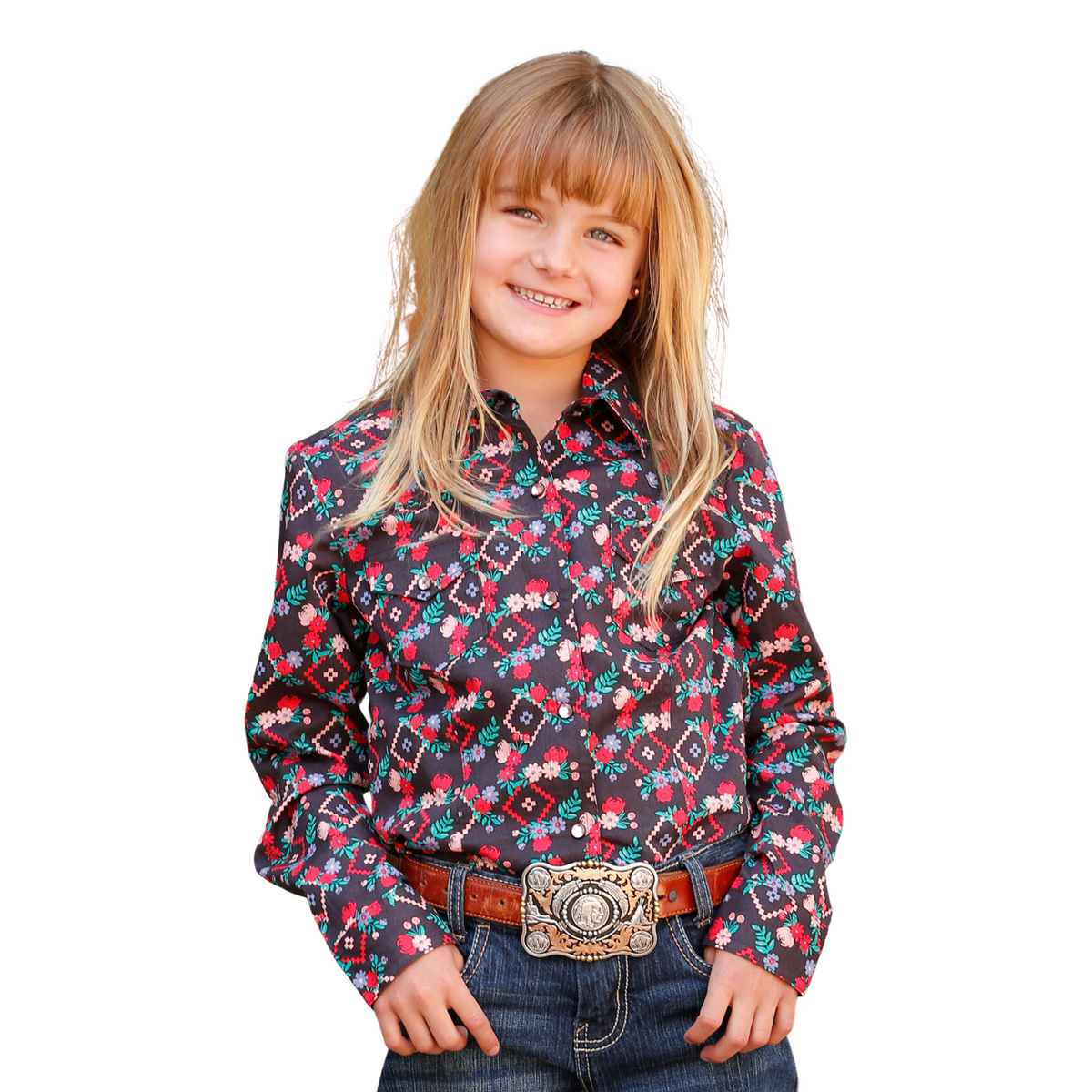 Girl's Cruel Girl Long Sleeve Floral Snap Shirt