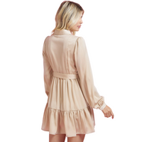 Women's Beige Dress With Tie Waist