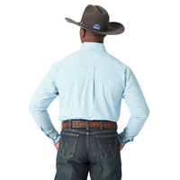 Men's Wrangler George Strait Blue Plaid Long Sleeve Shirt