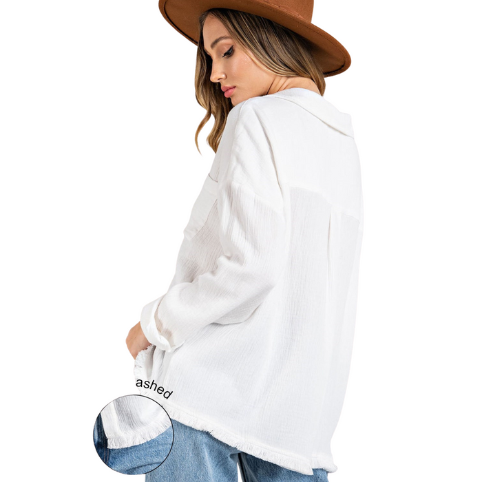 Women's Long Sleeve White Top