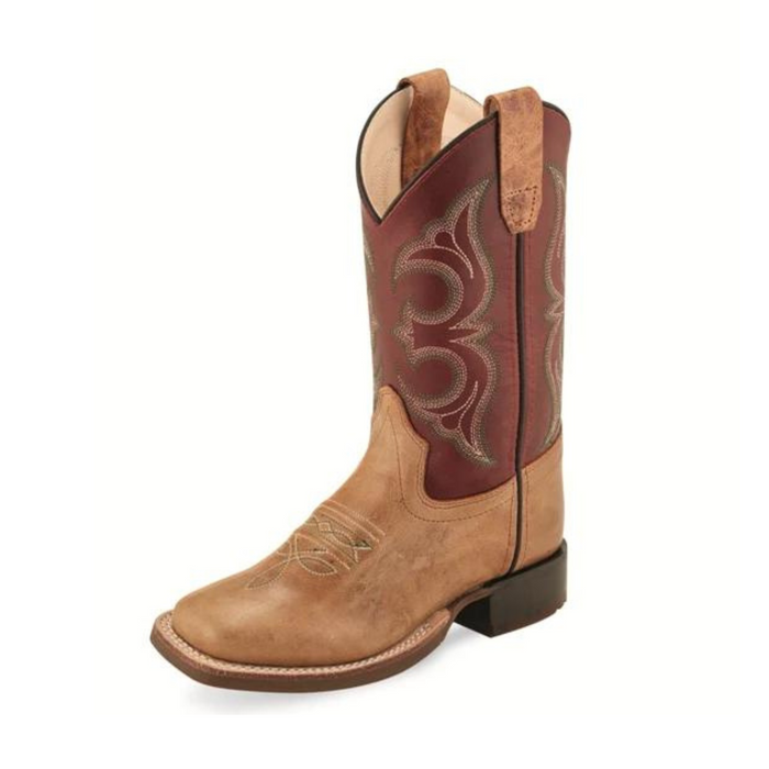 Kid's Jama Maroon Shaft/Brown Square Toe Boot