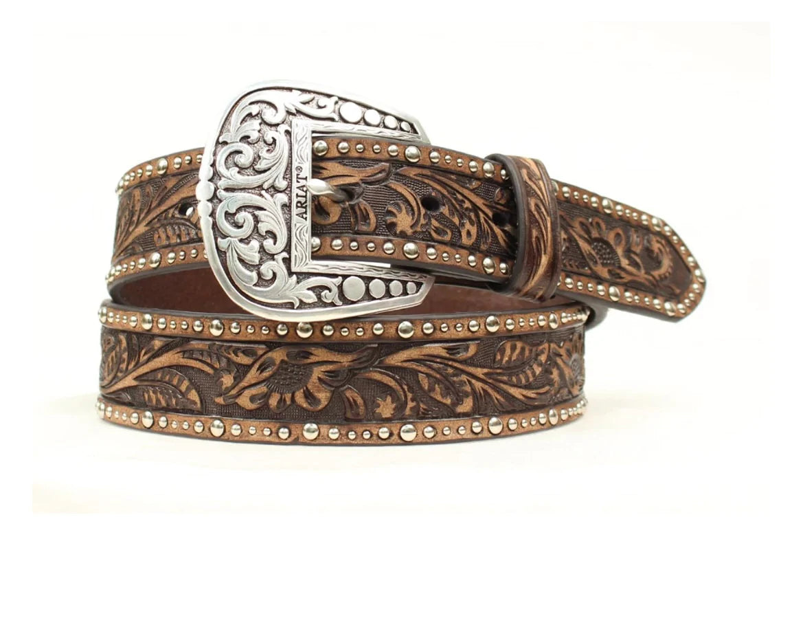 Women's Ariat 1 1/2" Emb Inlay Brown Belt